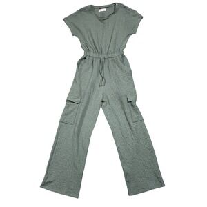 Evsie Girls Olive Green Jumpsuit Size L (11/12) Short‎ Sleeve Cargo Pockets